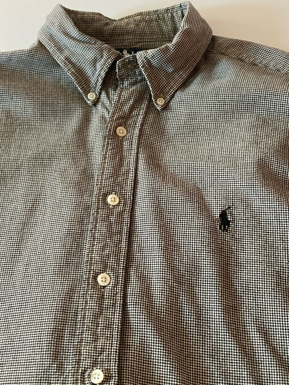 Ralph Lauren Men's SZ L  Button-Down Shirt in Gray Houndstooth 100% cotton